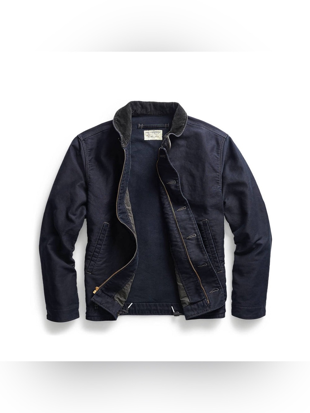 Ralph Lauren RRL Corduroy-Collar Cotton Deck Jacket Dark Navy Size M